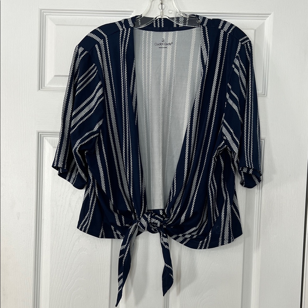 Cuddl Duds Navy and white Textured Fabric